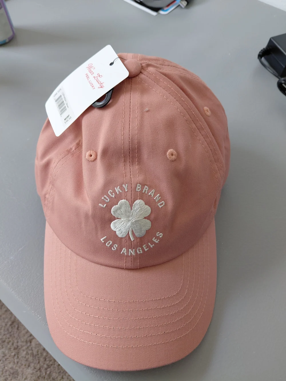 Lucky Brand Los Angeles Embroidered Clover Cap - Dusty Rose